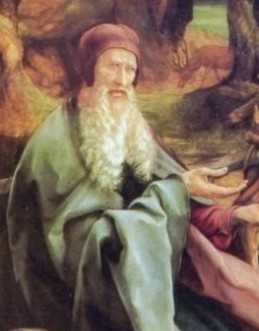 Mathis Gr�newald, Isenheimer Altar, 1510 - 1515, Antonius beim Einsiedler Paulus (Ausschnitt), Mus�e d'Unterlinden, Colmar