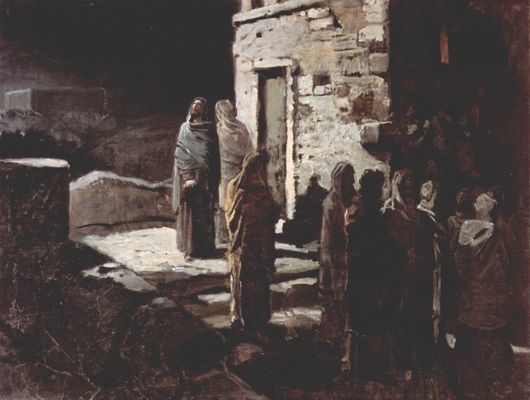 Nikolaj Nikolajewitsch Ge: Christus betritt mit seinen J�ngern den Garten Gethsemane. 1888, �l auf Leinwand, 65,3 � 85 cm. Moskau, Tretjakow-Galerie