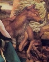 Mathis Gr�newald, Isenheimer Altar, 1510 - 1515, Antonius beim Einsiedler Paulus (Ausschnitt), Mus�e d'Unterlinden, Colmar