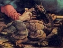 Mathis Gr�newald, Isenheimer Altar, 1510 - 1515, Die Versuchung des hl. Antonius (Ausschnitt), Mus�e d'Unterlinden, Colmar